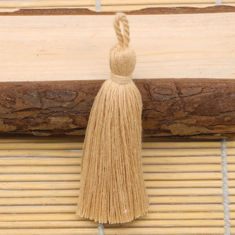 Khaki 10 шт чистый хлопок красочные мини кисточки DIY кулон ювелирные изделия занавес одежды декоративные аксессуары цепочки для ключей подвески-украшения для сумок - Цвет: Khaki