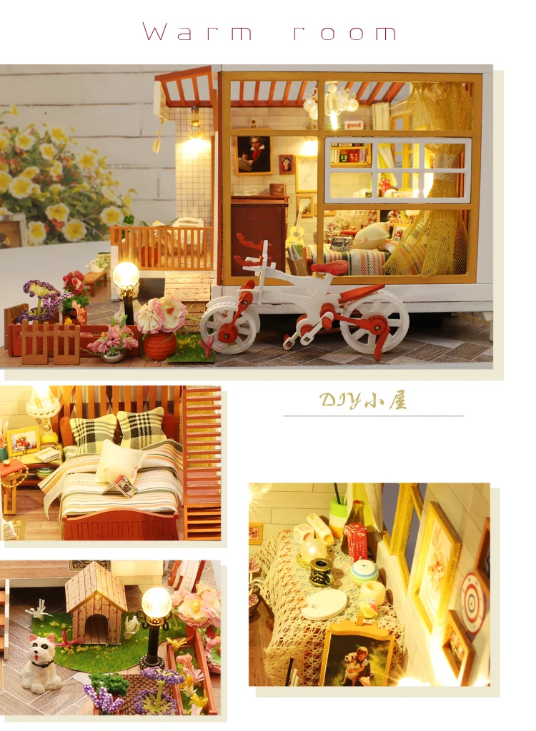 Cutebee кукольный дом мебель миниатюрный кукольный домик DIY миниатюрный дом комната коробка театр игрушки для детей наклейки кукольный домик NJN4