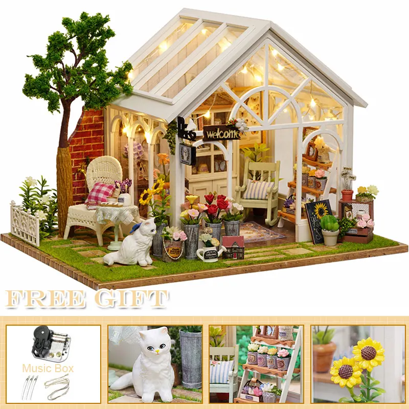 A63-A Cutebee DIY миниатюрный дом с мебели светодиодный чехол для пыли с музыкальным покрытием модель строительные блоки игрушки для детей Casa De Boneca A68 - Цвет: A63-A