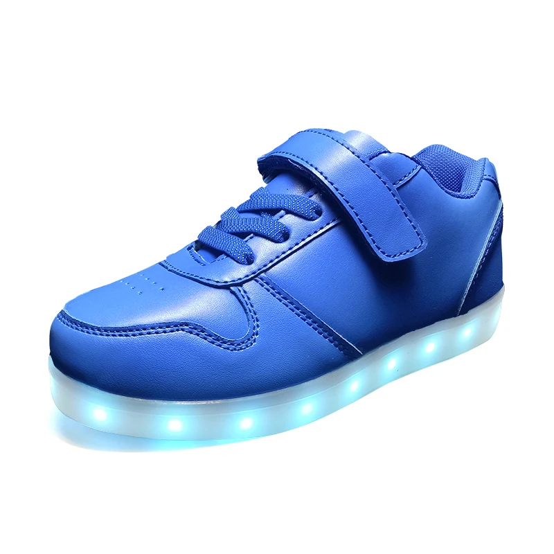 1122 Blue Светящаяся обувь со светодиодной подсветкой для мальчиков и девочек; модный светильник; повседневная детская обувь; 7 цветов; Зарядка через USB; Новинка; светящаяся подошва; детские кроссовки - Цвет: 1122 Blue