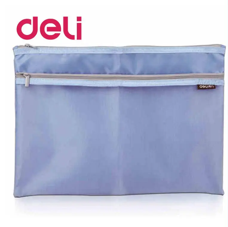 light blue 5841-3 Deli 1 шт. тканевая сумка на молнии A4 большие Боковые карманы полупрозрачная простая двухслойная сетчатая Холщовая Сумка для хранения документов 5841 - Цвет: light blue 5841-3