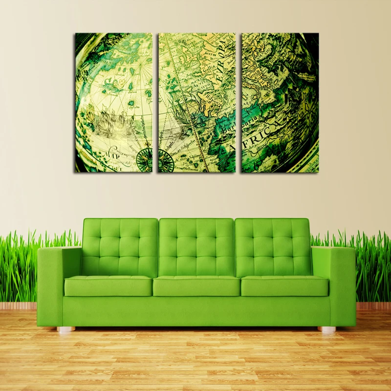 

Unframed 3 Panels Blue map Modern Home Wall Decor Canvas Picture Art HD Print Painting On Canvas for living room gift