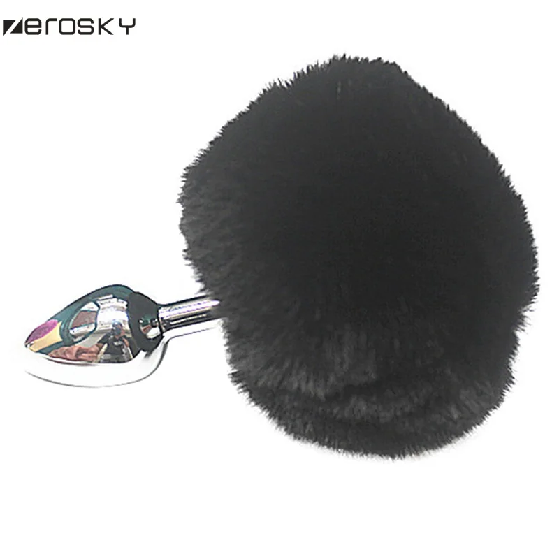 Анальная пробка с кроличьим хвостом металлическая интимные игрушки для женщин