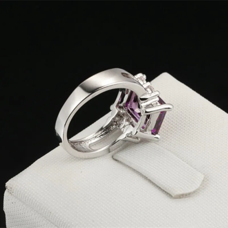 CC кольцо для женщин модное ювелирное изделие роскошный фиолетовый камень белый