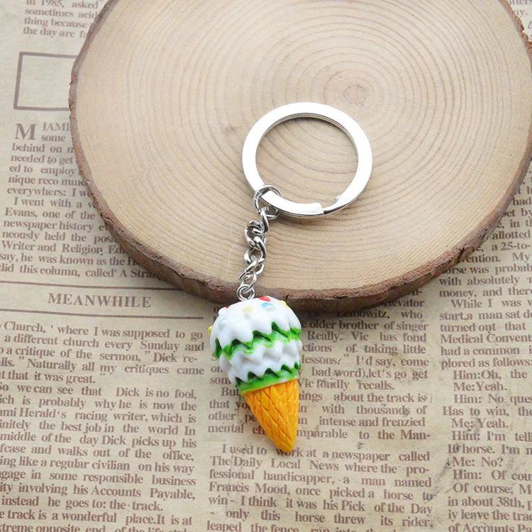 Creative resin simulation food cute lovely ice cream keychain key chain ring buckle Pendant Gift Package accessories | Автомобили и