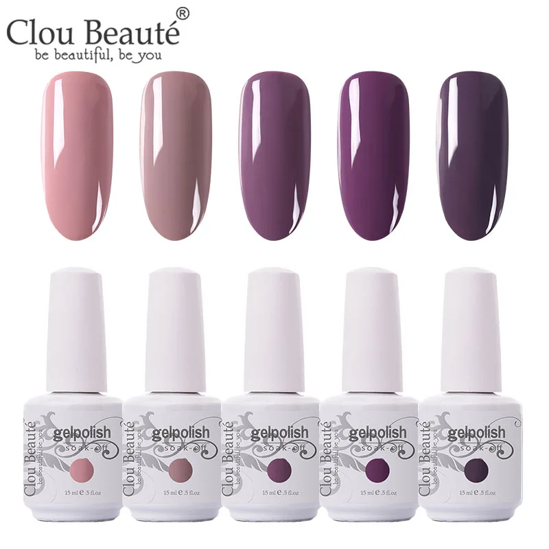 Clou Beaute 5 шт./лот УФ гель лак для ногтей Набор для маникюра геллак Полупостоянный гибридный дизайн ногтей УФ-гель для ногтей - Цвет: 5pcs-15ml-ZH35