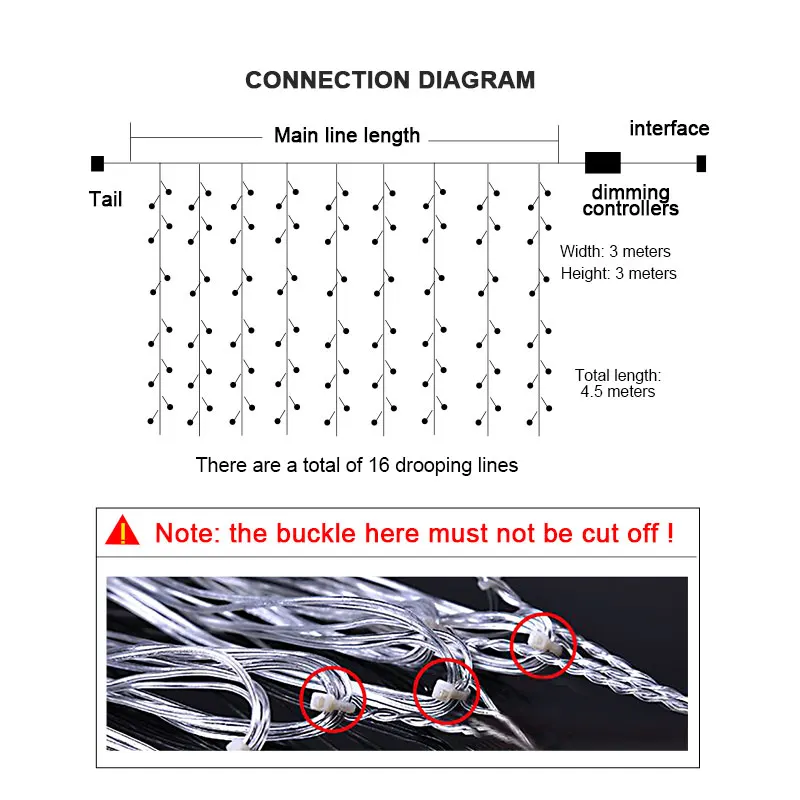 

300 LEDs 3x3m icicle LED Curtain String Lights Indoor Christmas Fairy String Light New Year Garland Wedding Bedroom Shop Window