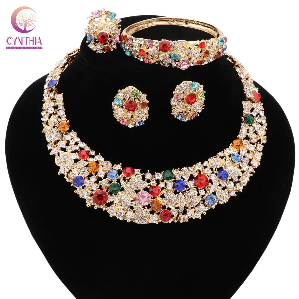 

2 colors Trendy Direct Selling Jewelry sets Women necklace for party wedding Boho crystal statement necklace with earrings