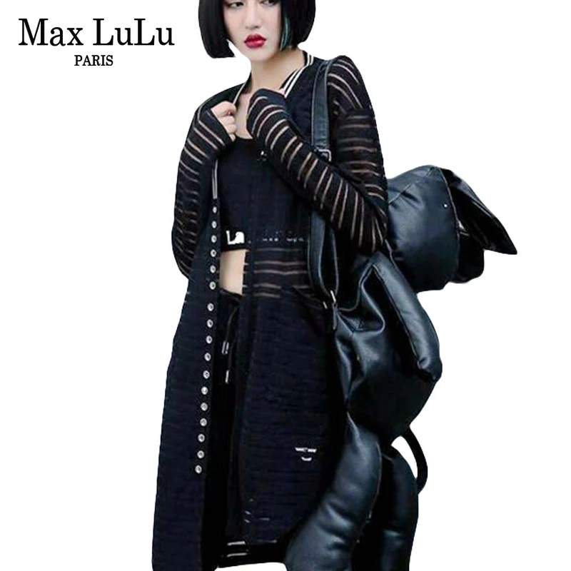 Max LuLu/Новинка 2018, роскошные модные сексуальные длинные блузки для девочек, женские рубашки в полоску, блузы с v-образным вырезом, женские кружевные топы размера плюс, одежда