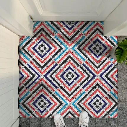 F-rectangle Коврик для прихожей в скандинавском стиле, коврик из ПВХ с петлей на проволоке, цветной коврик для двери с геометрическим рисунком, коврик для гостиной, ванной комнаты, нескользящий коврик - Цвет: F-rectangle