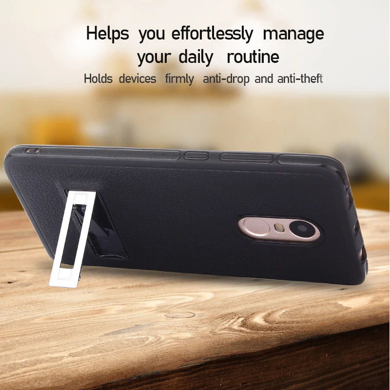 Ультра тонкий ТПУ текстуру кожи кронштейн чехол для Xiaomi Redmi Note 4 Роскошные