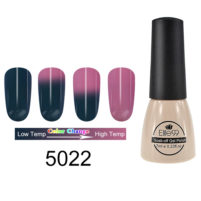 5022-7ml Elite99 термальный гель для ногтей, меняющий цвет, голографический лак для ногтей, блеск для горячей холодной температуры, отмачиваемый УФ-Гель-лак для ногтей - Цвет: 5022-7ml