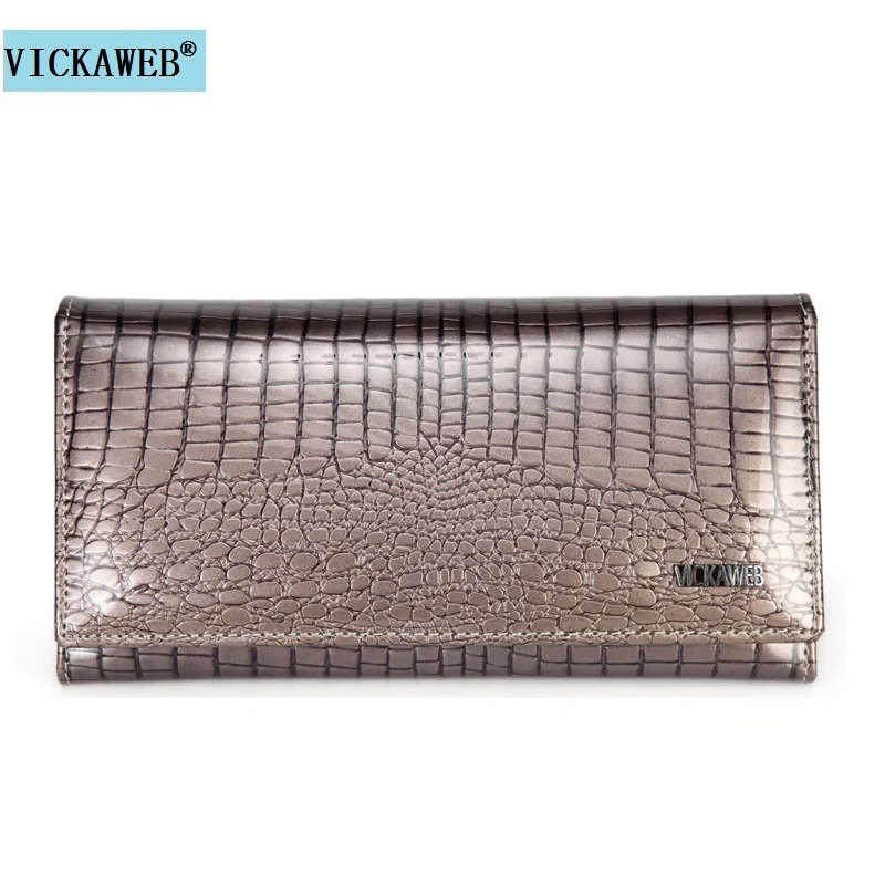 Gray VICKAWEB, короткий кошелек, Женский кошелек из натуральной кожи, Женский кошелек с застежкой, модные женские кошельки с застежкой-молнией, женские кошельки и кошельки - Цвет: Gray