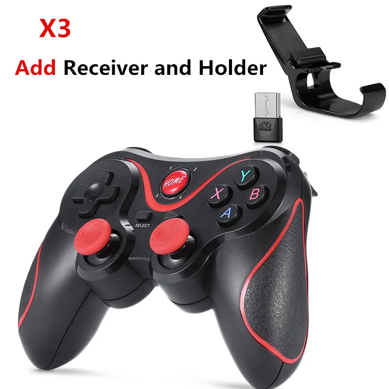 GEN GAME X3 игровой контроллер умный беспроводной геймпад Bluetooth джойстик игровой пульт дистанционного управления с беспроводным приемником держатель телефона - Цвет: Receiver and holder