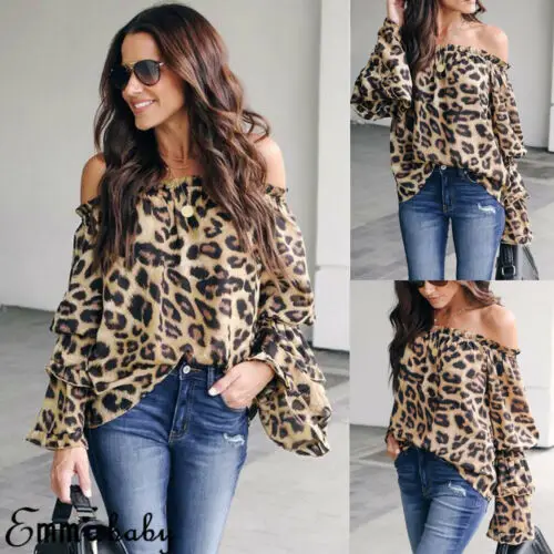 Новинка 2019 Модные женские сексуальные леопардовые элегантные топы облегающая