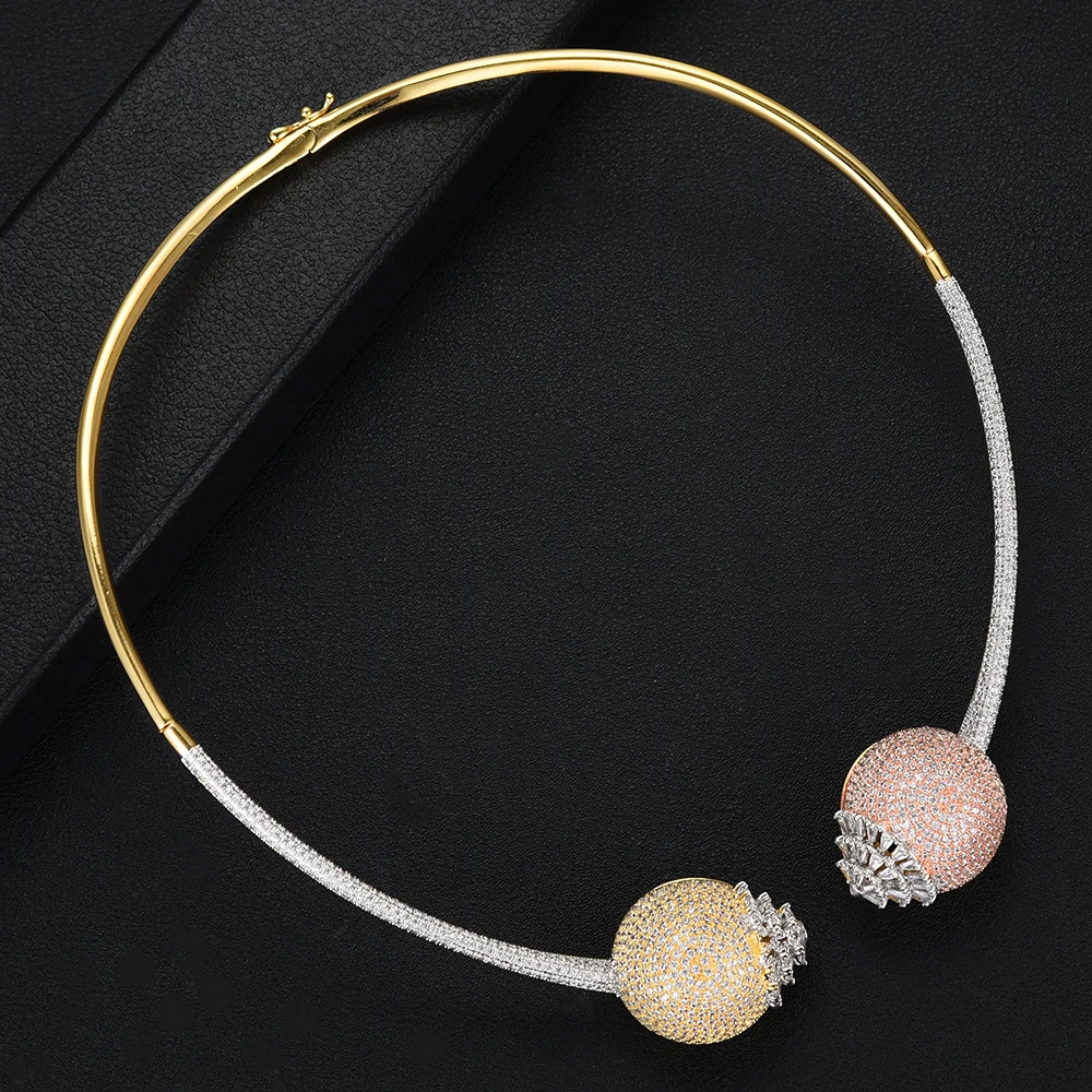 GODKI Luxury Ball Chain Nigerian Statement Jewelry sets For Women Wedding Cubic Zircon CZ Dubai Gold Bridal Jewelry Set