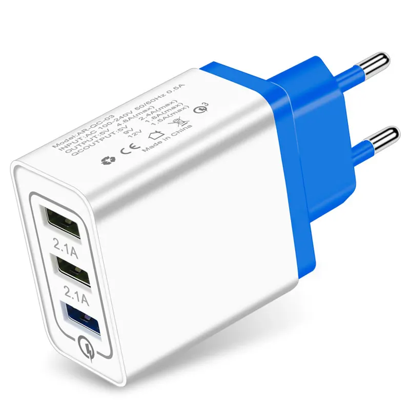 18 Вт USB зарядное устройство Quick Charge 3,0 5 в 3 А для iPhone X Xs Xr 7 8 EU штекер настенный адаптер для зарядки мобильного телефона для samsung S9 Xiaomi - Тип штекера: EU Plug Blue
