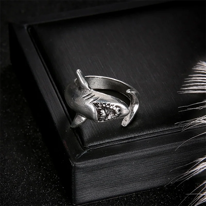 2 шт./компл. уникальные кольца в стиле панк с акулой регулируемые набор