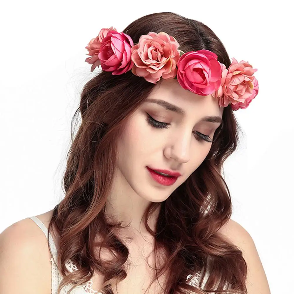 

Rose Artificial Garland Bride To Be Wreath Rustic Wedding Decoration Wreath On The Head Bachelorette Party Hawaii Beach Party