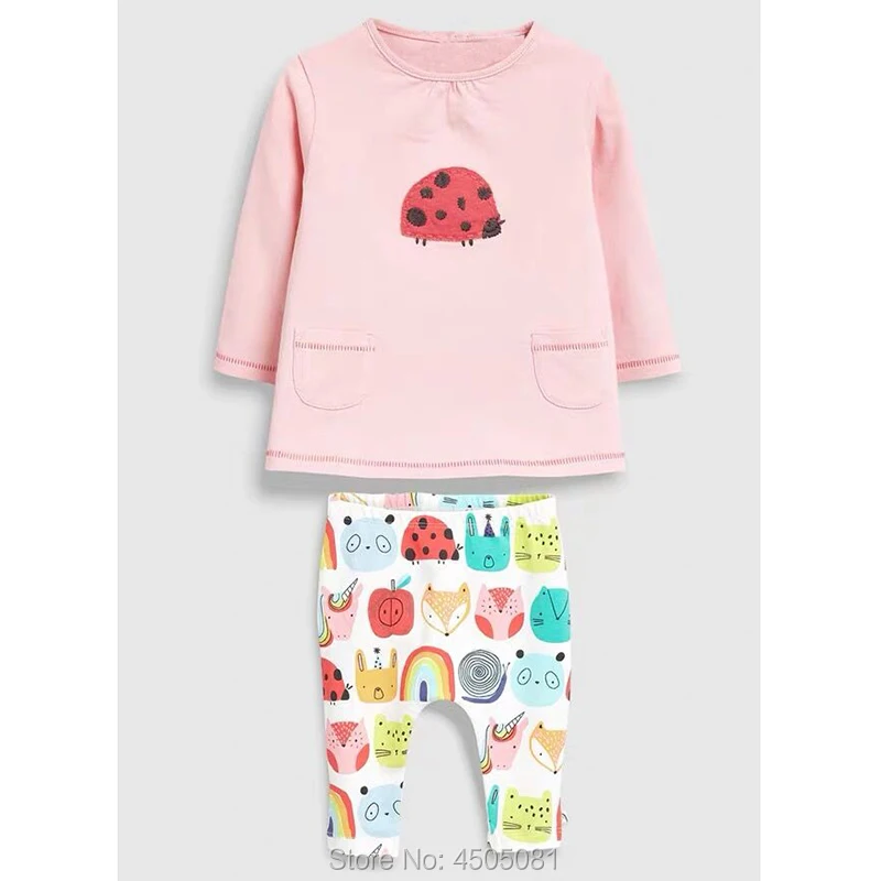 

Комплекты одежды для маленьких девочек, детские топы и штаны из 100% чесаного хлопка, детские костюмы с длинным рукавом и мультяшным рисунком,...