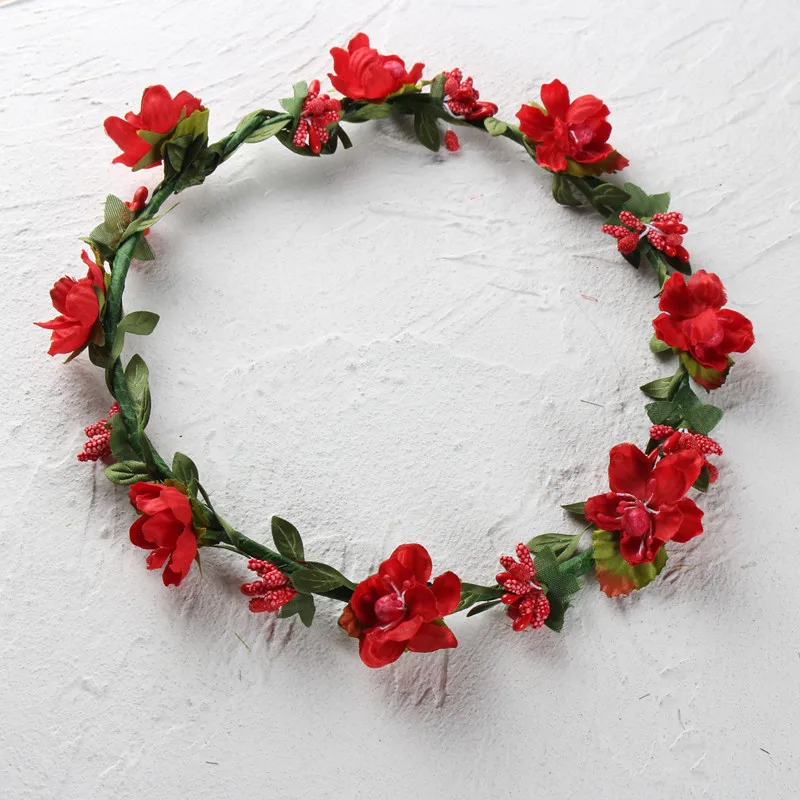 Роза гвоздики цветок сливы пион Halo Свадебная Цветочная Корона повязка на голову