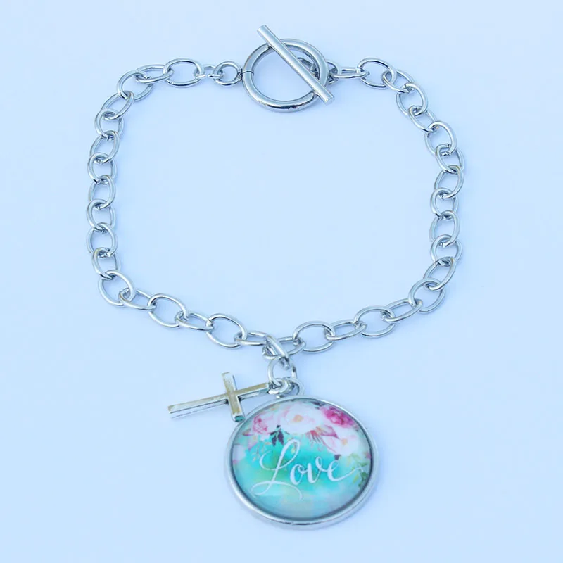 Мода надеюсь Вера любовь верь арт Картина браслет со стеклянным куполом Амулеты