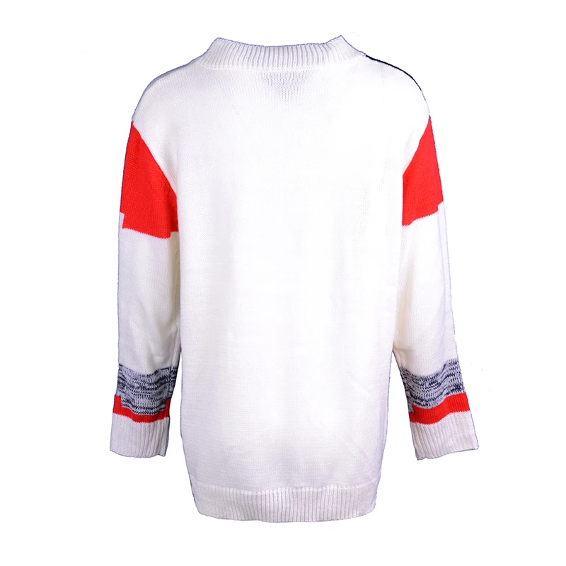 

Sweater Women 2019 Autumn New Knitted White Sweaters Patchwork Pullover Batwing Sleeve Oversizes Jumper Causal Women Clothes