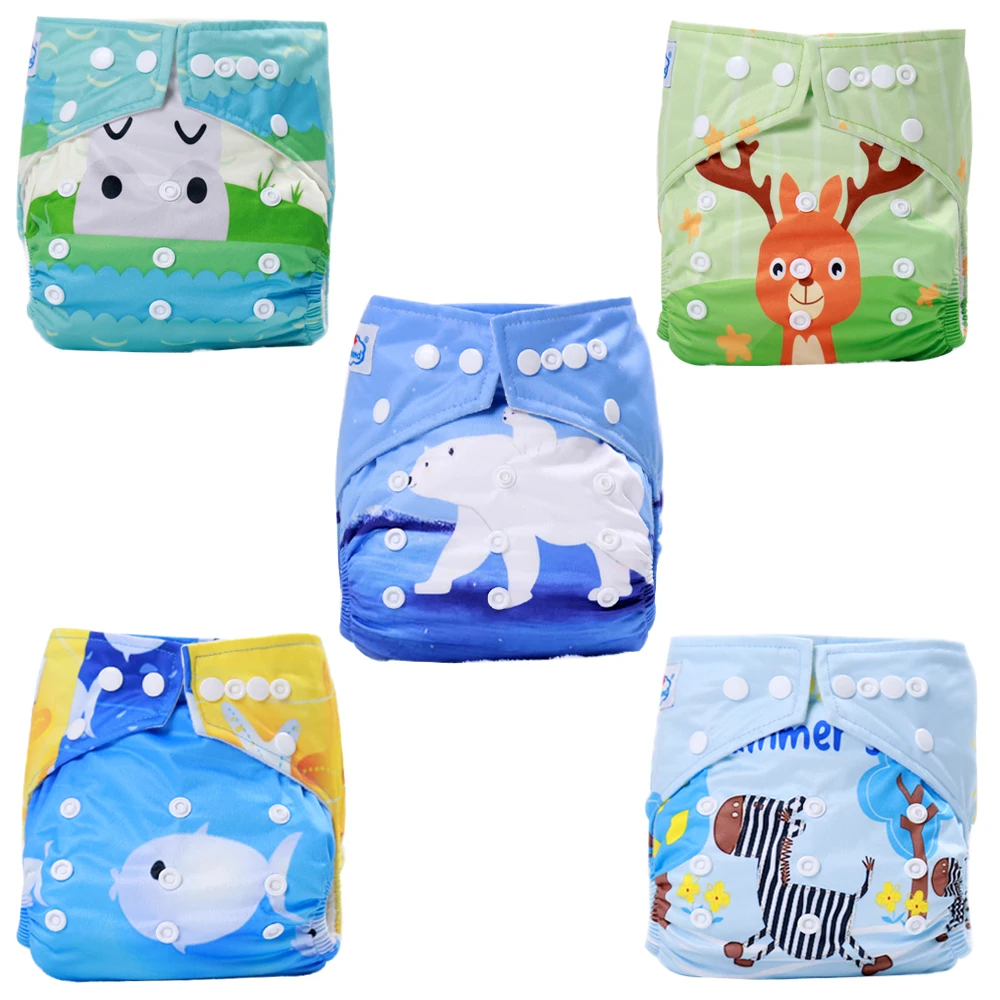 Новые детские тканевые подгузники с цифровой печатью 5 шт. в партии микрофлисовые