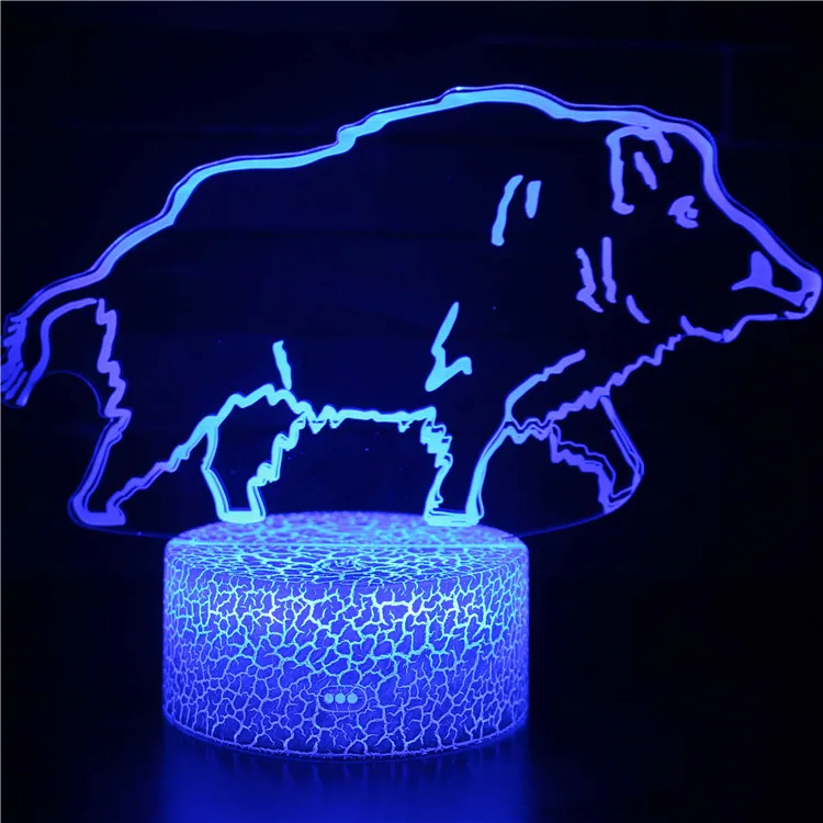 image 8 3D LED ночные огни кошка собака медведь 7 цветов Сменные голограмма атмосферу Новинка лампа для украшения дома визуальную иллюзию подарок - Испускаемый цвет: image 8