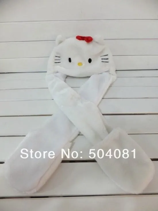 Розничная, модная детская плюшевая шапка P kitty, шапка с животными, хлопковый модный шарф, шапка и перчатки, 3 в 1, комплекты, головные уборы КТ, шапка для взрослых kt kitty