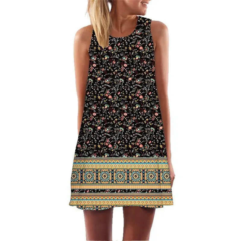 Chuqian Новое поступление Для женщин летнее платье Цветочный принт свободное длиной