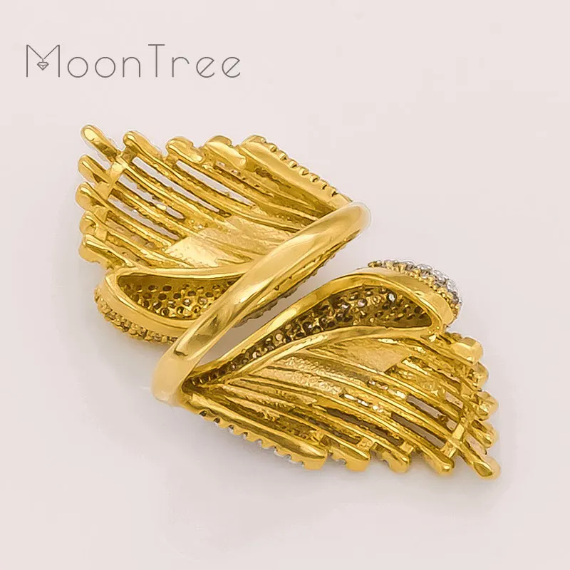 MoonTree роскошное открытое дизайнерское обручальное кольцо с цветком из фианитов