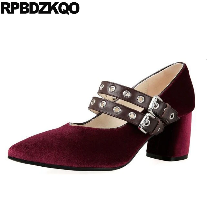 средний Красное вино обувь 2017 дизайнер смвысокие каблуки роскошь ремень Размер 4
