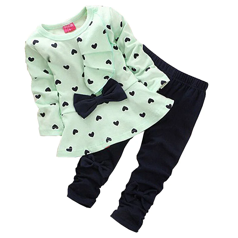 Комплект одежды для девочек весенне осенний комплект из 2 предметов с бантом в