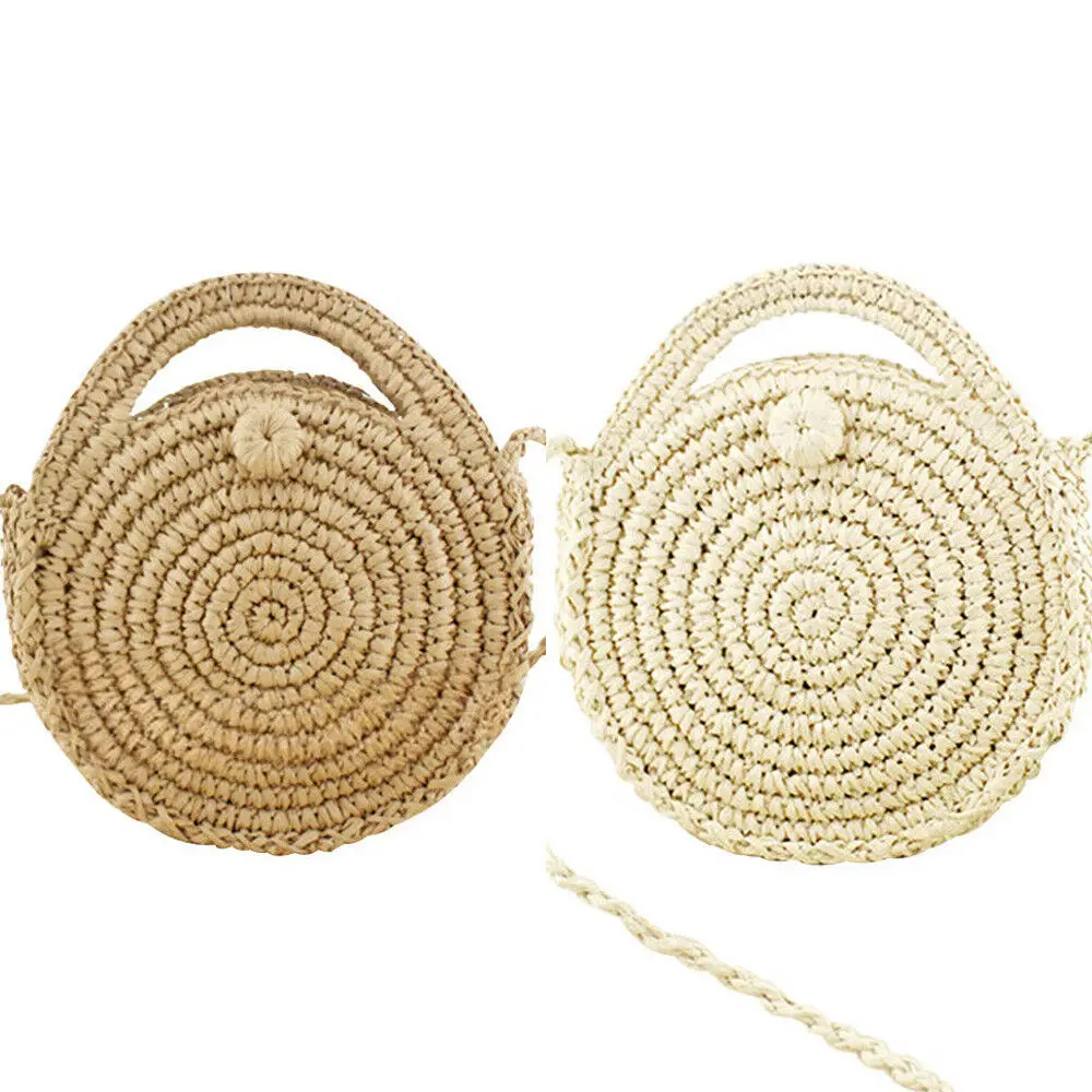 Новая женская сумка в богемном стиле круглая соломенная плетеная ручной работы