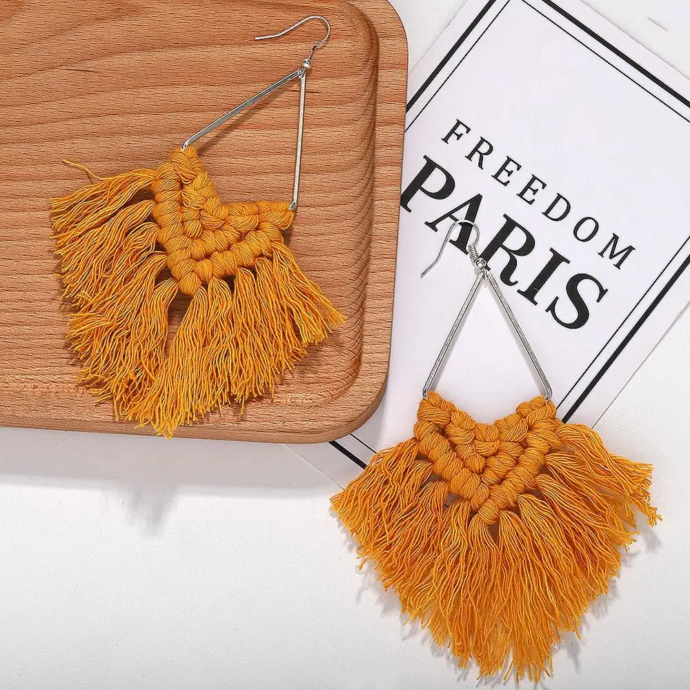Серьги-Подвески ручной работы с кисточками в богемном стиле для женщин