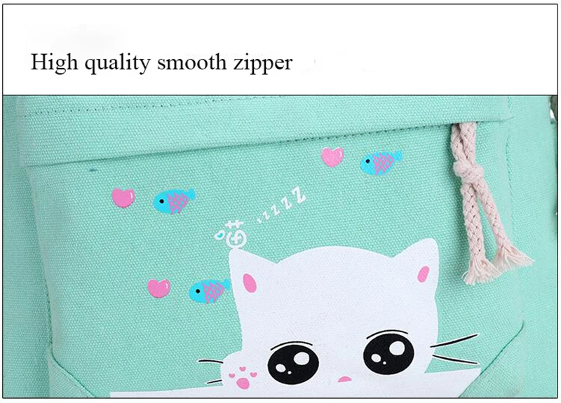 Кугинм 4 шт. набор рюкзак женский аниме кошка школьный холст рюкзаки для девочек