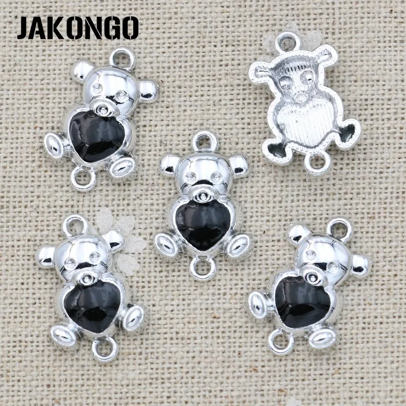 JAKONGO посеребренный Кристалл черная эмаль Медвежонок разъем для изготовления