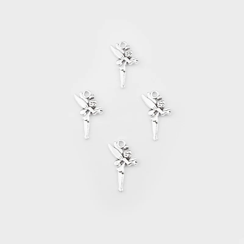 20 шт посеребренные девушка Ангел фея Динь-Динь Очаровательные Подвески для бус