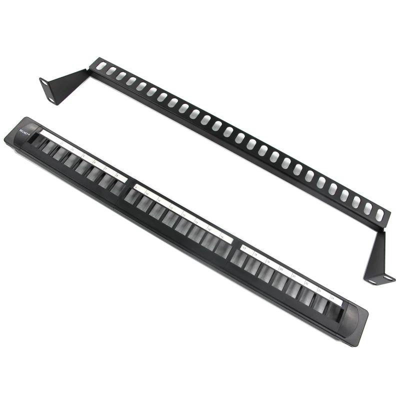 19&quot1U Blank 24 Port Patch Panel UTP Metal Rack Mount Distribution Frame RJ45 Network Cable Adapter Computer CAT6 5 Keystone Jack |