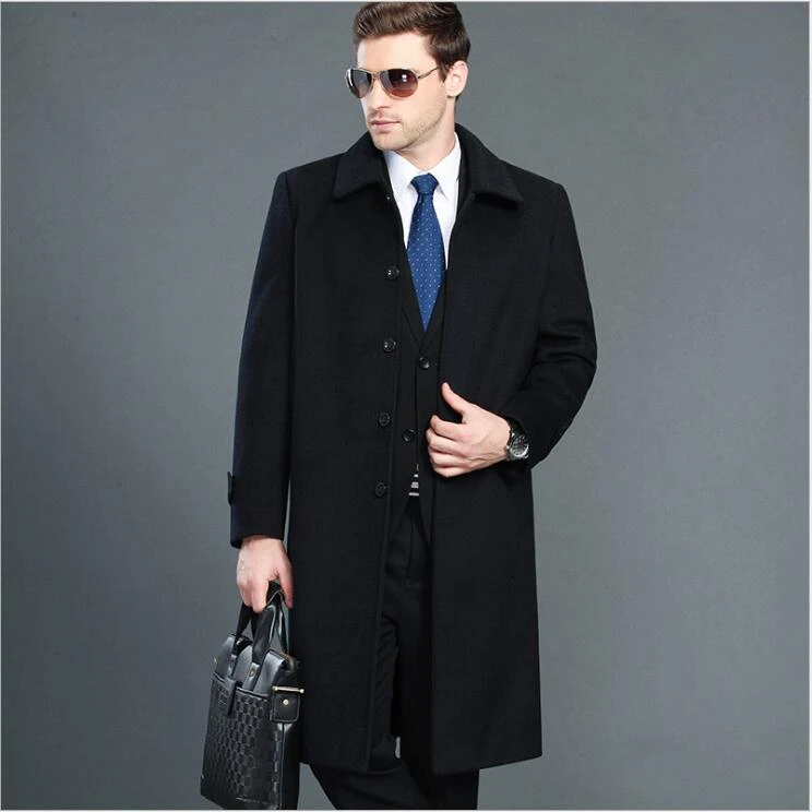 

Autumn winter Male cashmere Woolen Long trench coat Good Quality Fashion Men Over Long Jacket Classic Business Warm Clothing