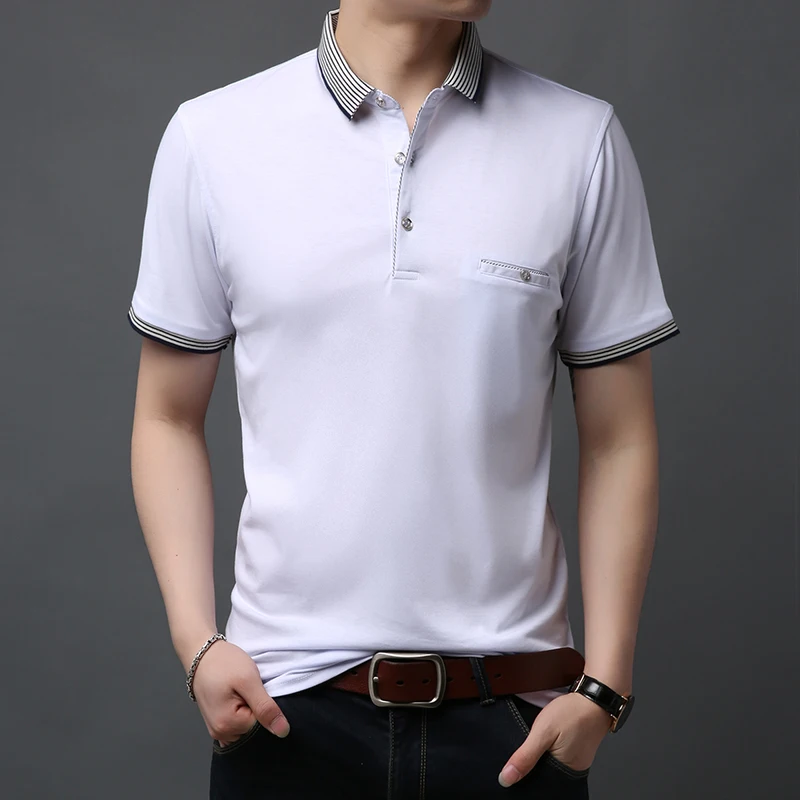 Новинка 2021 модные брендовые летние рубашки поло мужская приталенная рубашка в