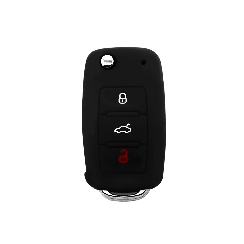Черный Для Volkswagen VW Golf Mk6 GTI Polo Octavia Yeti Mii Силиконовый чехол для телефона, держатель для телефона, дистанционный ключ 3 кнопки ключей, protecetion - Название цвета: Черный