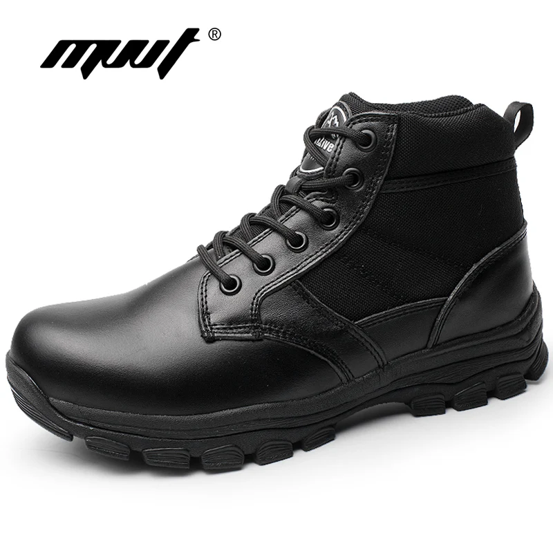 Мужские ботинки на платформе MVVT Черные ботильоны из натуральной кожи