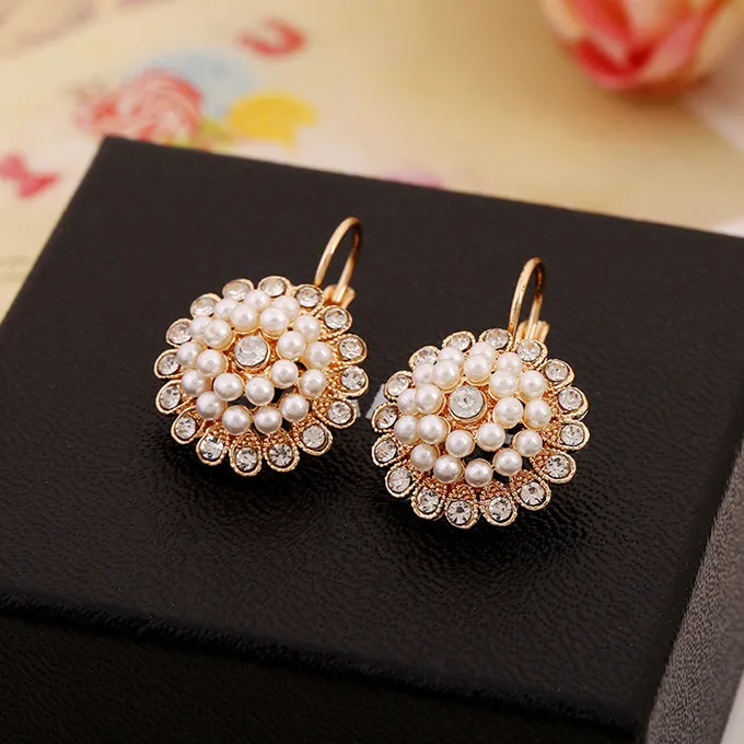 Элегантные свадебные серьги для женщин золотого цвета с австрийскими