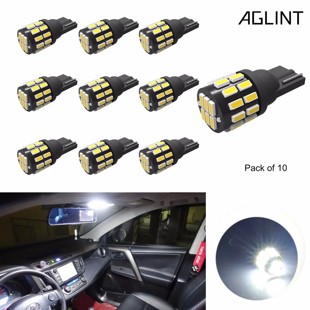 AGLINT 10 шт. W5W светодиодный 3014 30SMD чипсетов T10 лампы 194 168 2825 для салона автомобиля