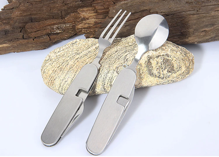 1 шт. Походная посуда Нержавеющая сталь посуды из нержавеющей стали ложка/вилка