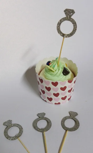 

Glitter ring cupcake Toppers decorations wedding party Bridal shower Baby Shower Birthday food picks