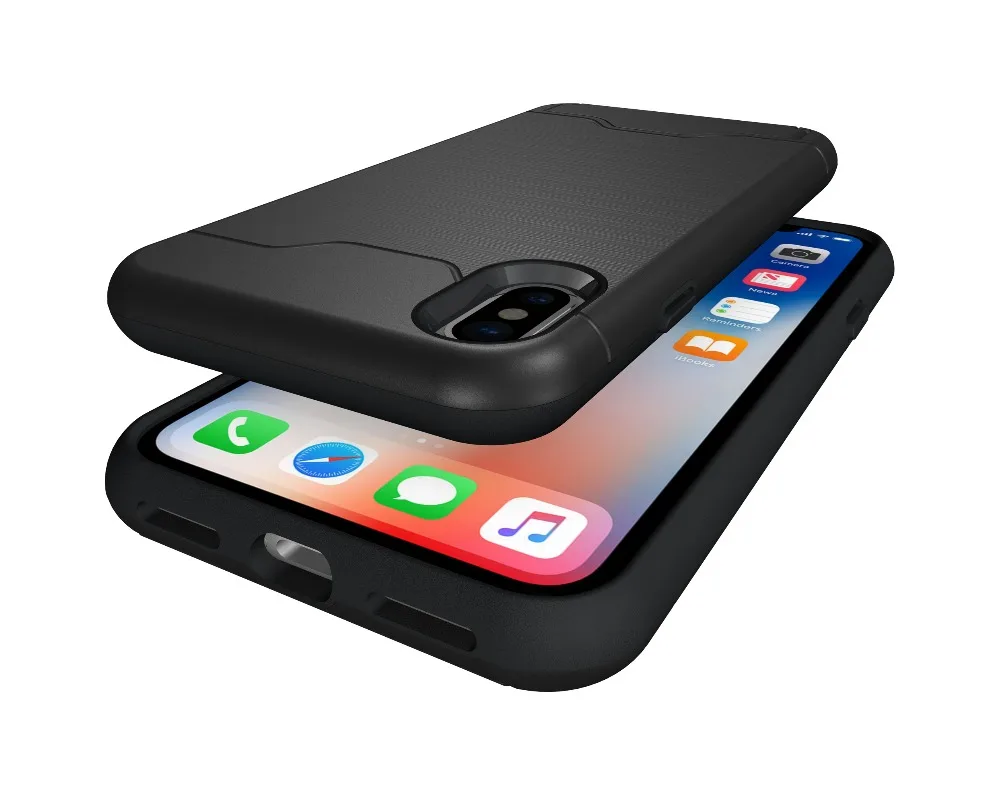 Оптовая Продажа 10X Роскошный чехол 2 в 1 для iPhone X защитный со скрытым слотом карт