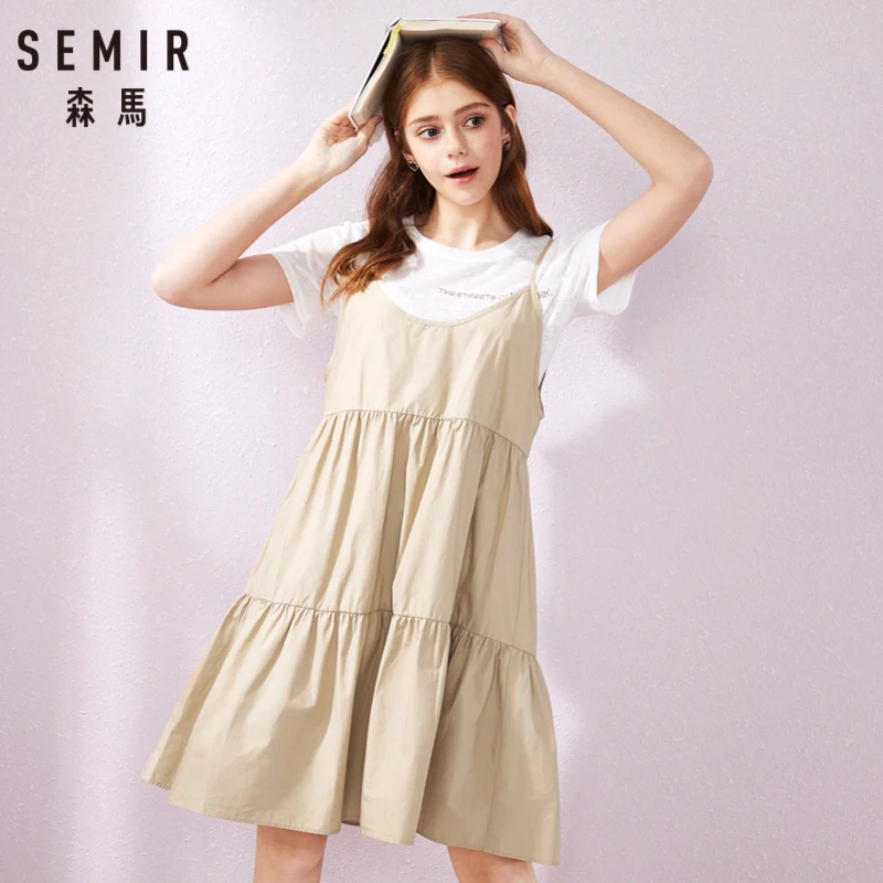 SEMIR платье лето 2019 новинка двухкомпонентное на бретелях вышивка сказочные